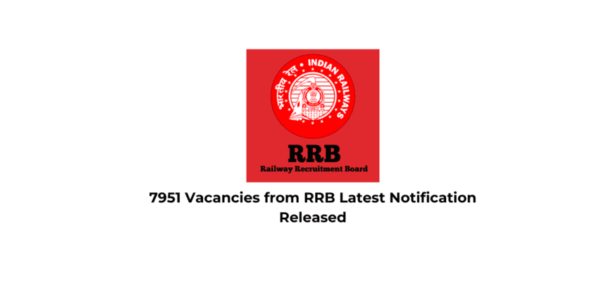 7951 Vacancies from RRB Latest Notification Released