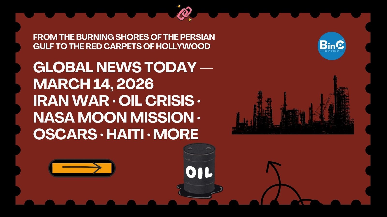 global news today march 14 2026 iran war day 14 oil price 100 dollars hormuz nasa artemis ii april 1 moon mission oscars 2026 sinners haiti election italy citizenship world news breaking