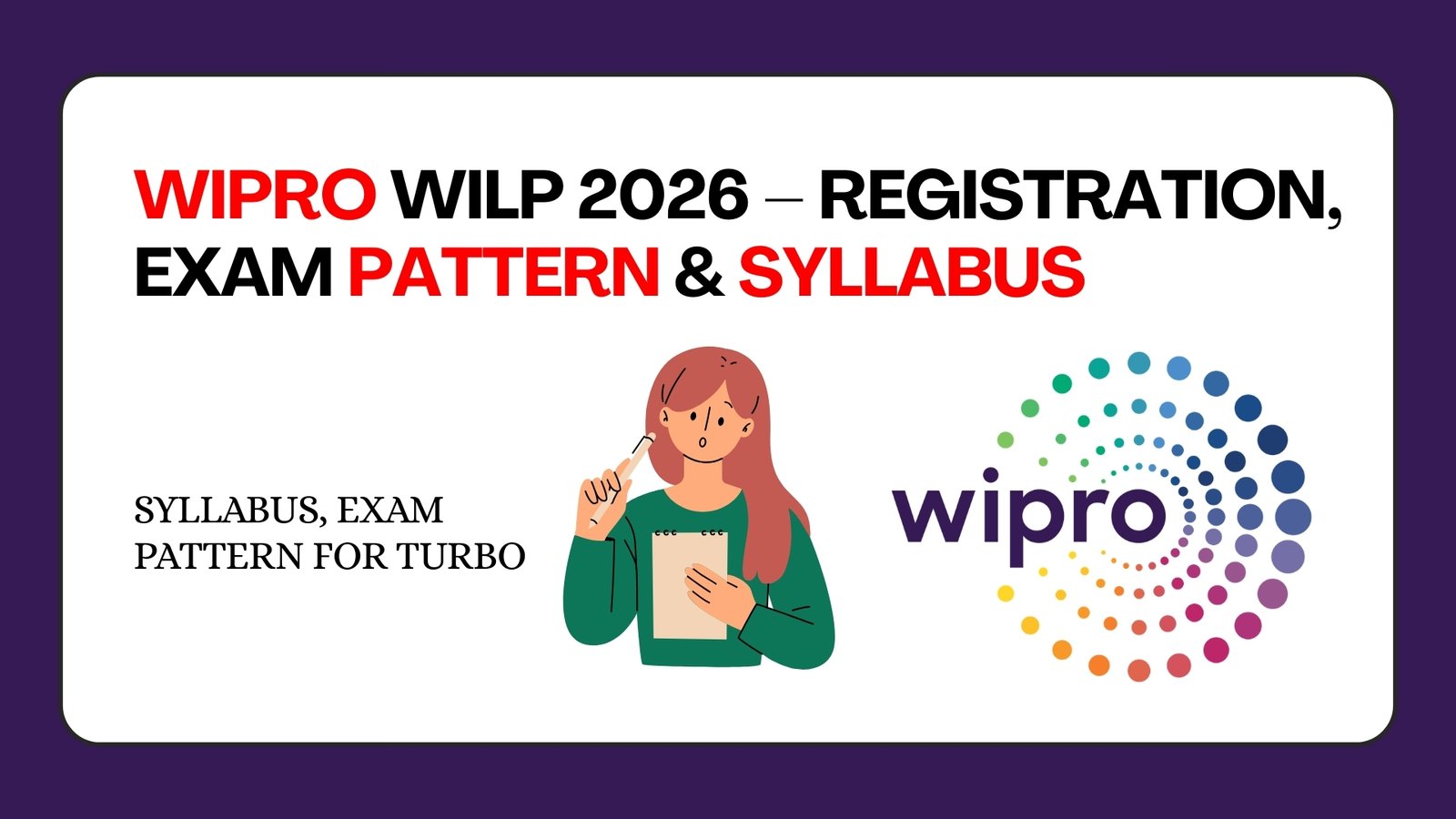 Wipro WILP 2026 complete guide — registration, syllabus, exam pattern for Turbo, Elite & Hexa tracks, salary details and tips for freshers.