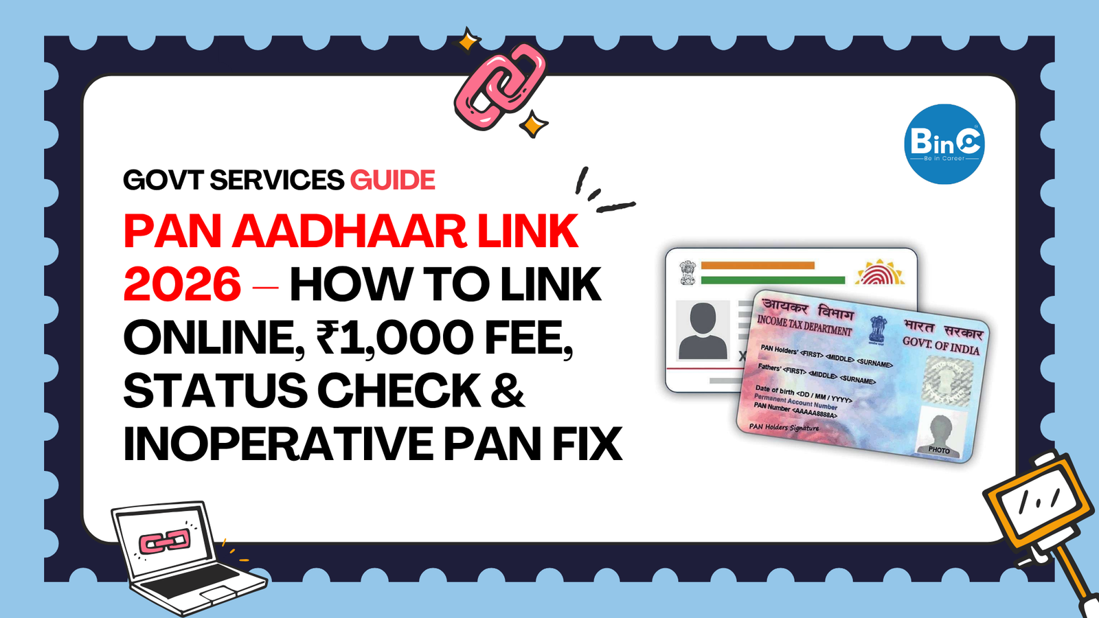 PAN Aadhaar Link 2026 – How to Link Online - Beincareer