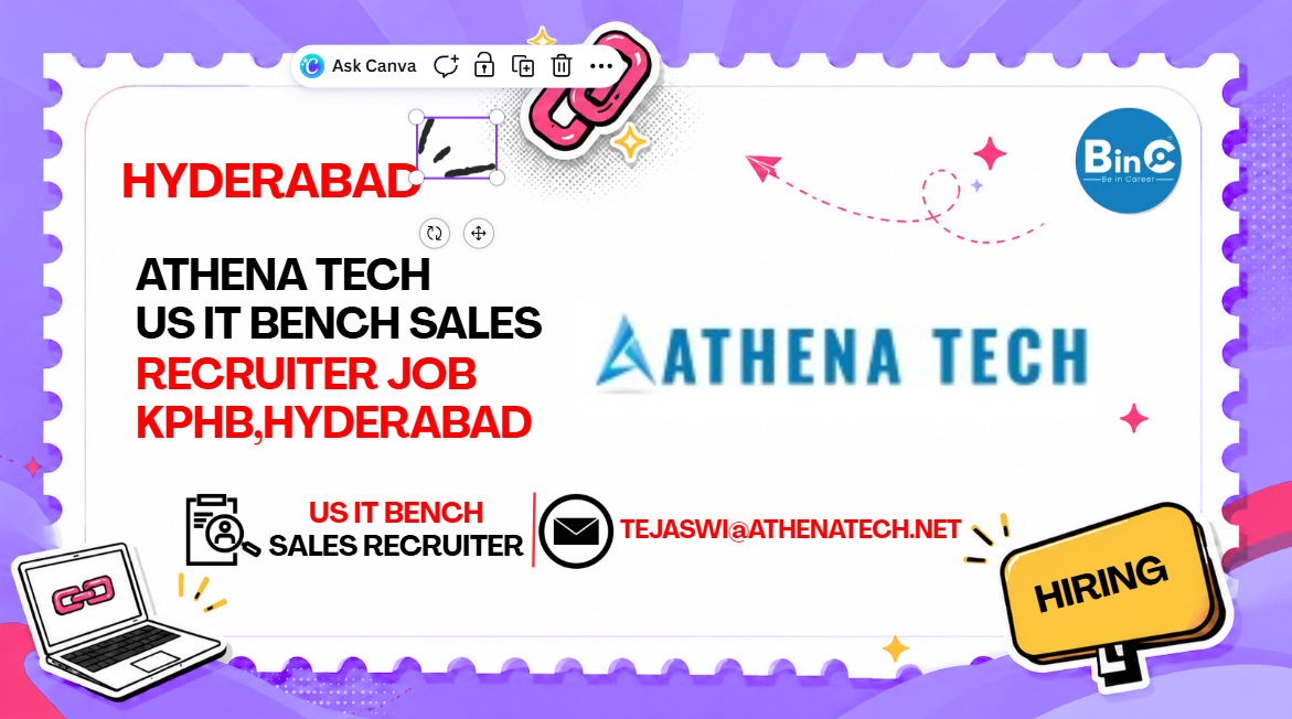 Athena Tech US IT Bench Sales Recruiter Job KPHB Hyderabad