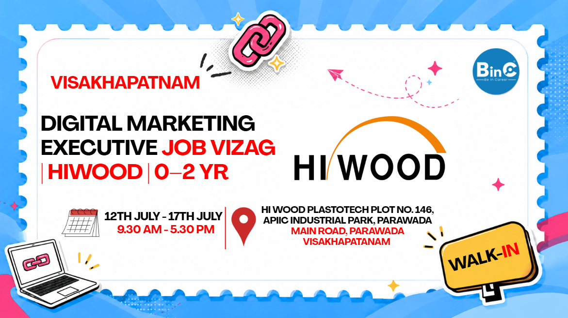 Digital Marketing Executive Job Vizag | Hiwood | 0–2 Yr
