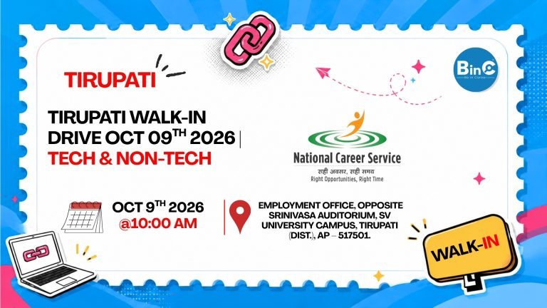 Tirupati Job Mela October 2026 — 5 Companies at SVU | 9 Oct