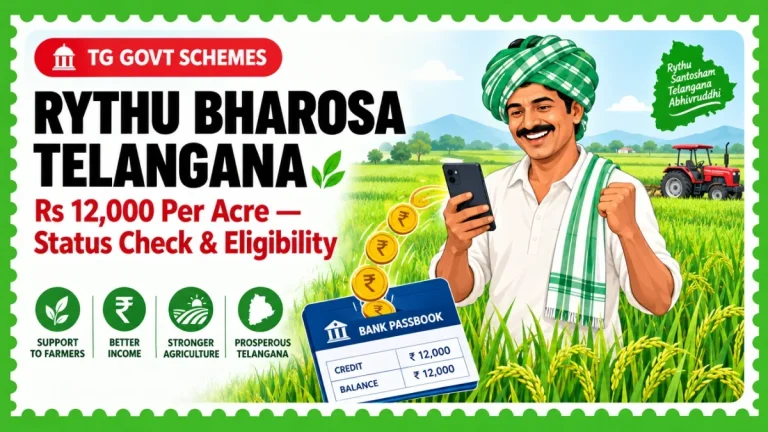 Rythu Bharosa Telangana 2026 — ₹12,000 Per Acre: Status Check, Eligibility & Next Installment