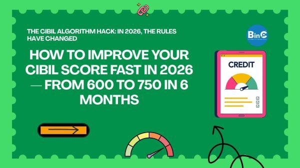 Step-by-step guide showing how to improve CIBIL score from 600 to 750 in 6 months India 2026