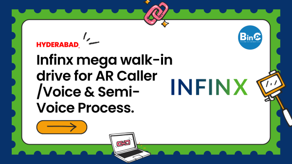 Infinx Mega Walk-In Drive hiring for AR Caller, Voice, and Semi-Voice Process roles. Opportunity for freshers and experienced candidates to join a leading healthcare support company with career growth and professional work environment.