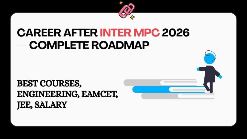 Complete career roadmap after Inter MPC 2026 for AP Telangana students showing engineering BSc BCA NDA Merchant Navy options with salary data