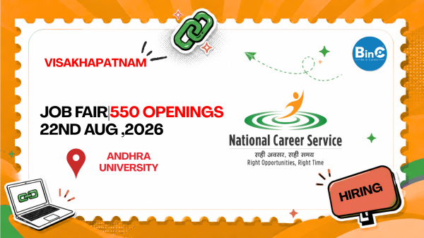 National Career Service job fair at Model Career Centre Andhra University Visakhapatnam on 22 August 2026 with 550 openings