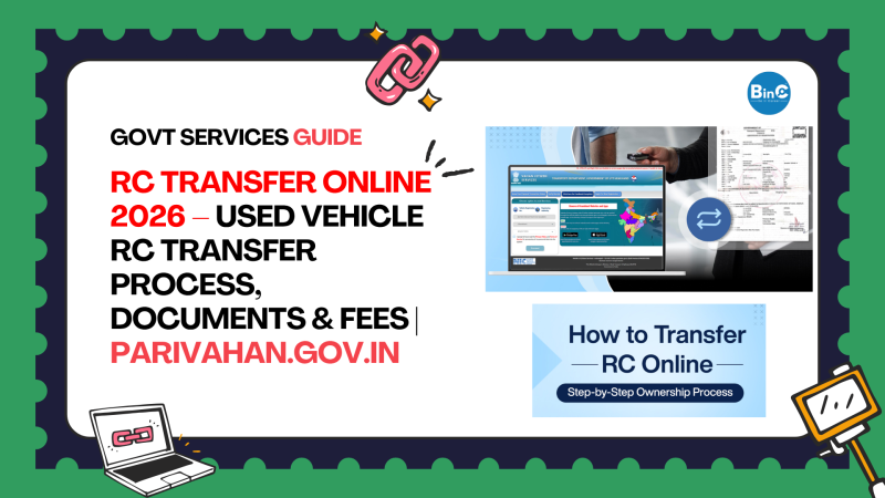 RC Transfer Online 2026 – Used Vehicle RC Transfer Process, Documents & Fees | parivahan.gov.in