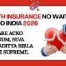 Best zero waiting period health insurance in India 2026. Compare ACKO Platinum, Niva Bupa, Aditya Birla & Care Supreme. Day 1 PED coverage