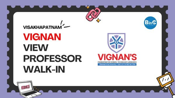 Vignan's VIEW Visakhapatnam Walk-In 30 May 2026 (10AM). Hiring Professor (₹13–15 LPA) · Associate Professor (₹9–12 LPA) · Assistant Professor