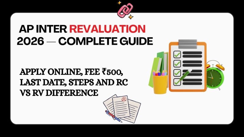 AP Inter Revaluation 2026 step-by-step apply online guide showing fee last date RC RV process at bie.ap.gov.in for 1st and 2nd year students