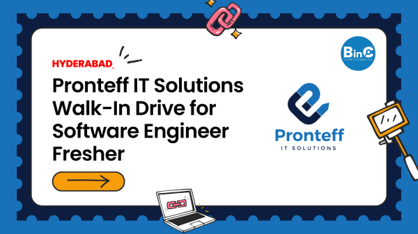 Pronteff IT Solutions announces a Walk-In Drive for Software Engineer Fresher roles. Great opportunity for recent graduates to start their IT career with hands-on learning, professional growth, and a dynamic tech work environment.