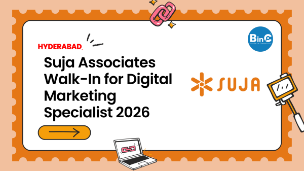 Suja Associates Pvt Ltd walk-in for Digital Marketing Specialists — SEO, SMO, Graphic Designer — in Hyderabad. 3–5 years experience.