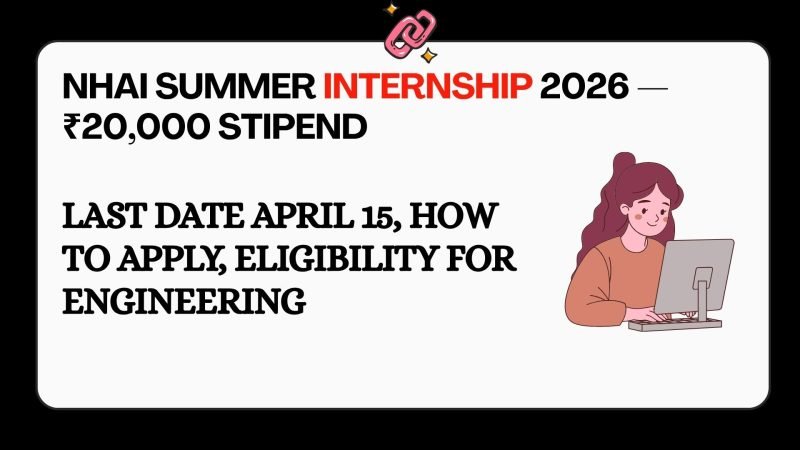 NHAI Summer Internship 2026 Rs 20000 stipend how to apply eligibility last date April 15 engineering law commerce MBA mass communication students