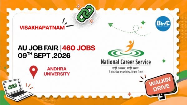 Govt walk-in drive at Andhra University, Visakhapatnam on 9 Sep 2026 — 460 openings across Mythri, Sodexo, Navata, TVS, Quess & Apollo.