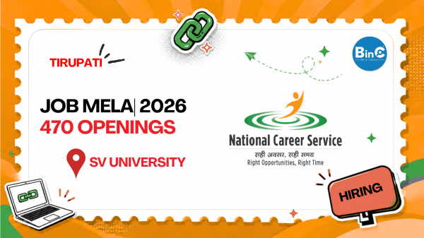 National Career Service job mela at Employment Office SV University Tirupati on 13 August 2026 with 470 openings