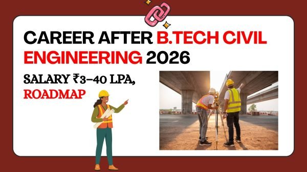 Career options after B.Tech Civil Engineering 2026 Govt jobs GATE (NHAI, RVNL, CPWD), private sector, Gulf jobs, salary ₹3–40 LPA, roadmap