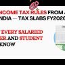 New income tax rules from April 1 2026 India — tax slabs FY2026-27, Income Tax Act 2025, ITR deadlines and what freshers and students must know