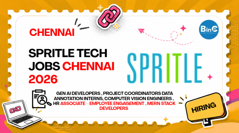 Spritle Tech Jobs Chennai 2026 | Gen AI MERN Computer Vision WFO