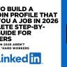 Fresher building a professional LinkedIn profile on laptop to get job in India 2026 step by step guide