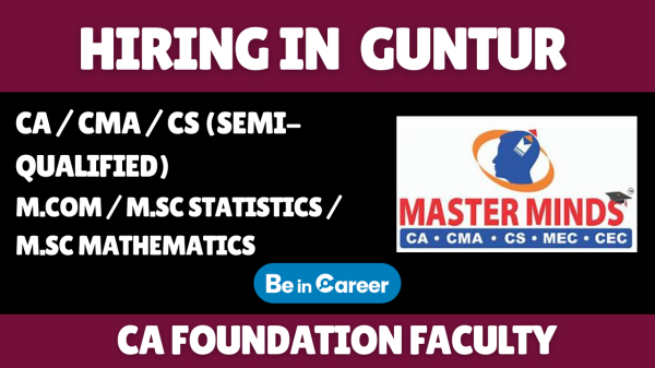 Master Minds Hiring In Guntur For CA Foundation Faculty