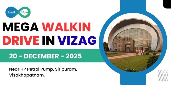 TryBinc Mega Walk-In Drive in Visakhapatnam on 20 December at Children’s Arena. student registration, hiring freshers & Exp candidates.
