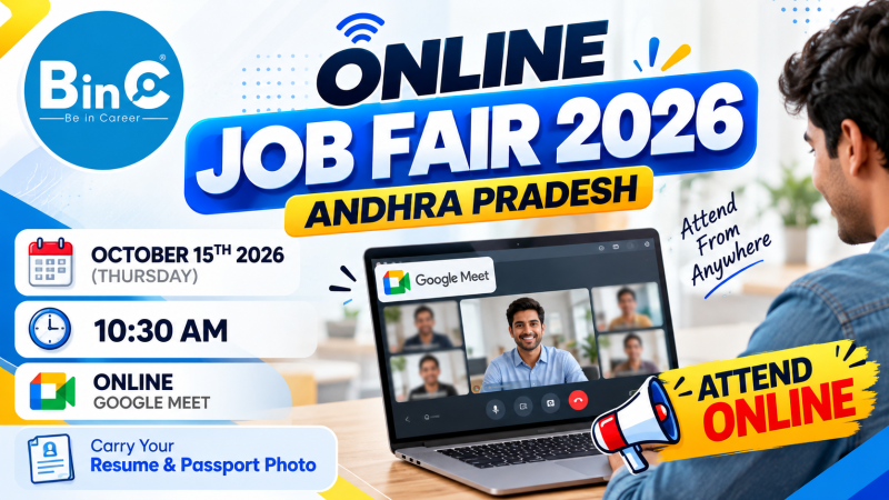 Online job fair October 2026 on 15 Oct via Google Meet — 900 electronics jobs (Foxconn, TCL, Neolync). SSC/Inter, 18–30. Join virtually.