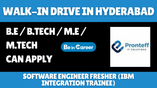 Pronteff IT Walk-In Hyderabad For Software Engineer Fresher