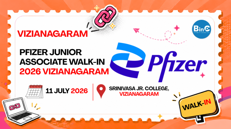 Pfizer Junior Associate Walk-In 2026 | Vizianagaram