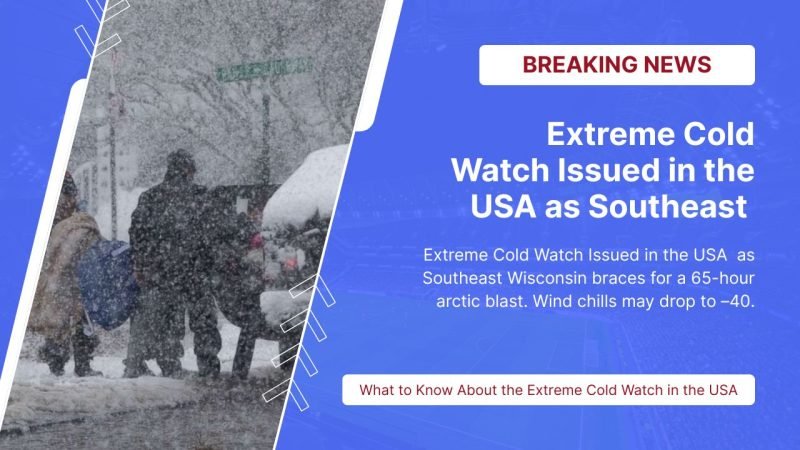 Extreme Cold Watch Issued in the USA as Southeast Wisconsin braces for a 65-hour arctic blast. Wind chills may drop to –40.
