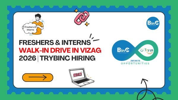 Freshers & Interns Walk-in Drive in Vizag 2026 | Trybinc Hiring