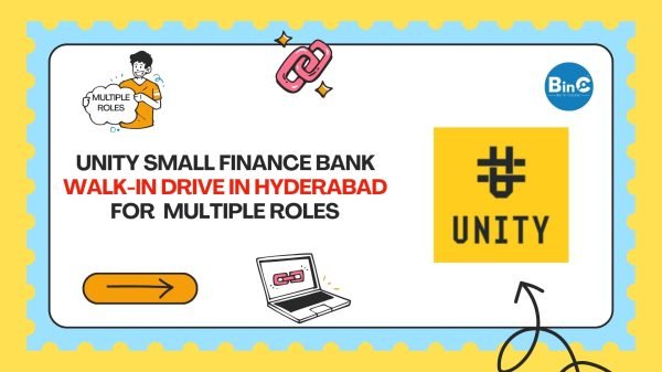 Unity Small Finance Bank Walk-In Drive March 2026 Relationship Officer BDM Teller Hyderabad