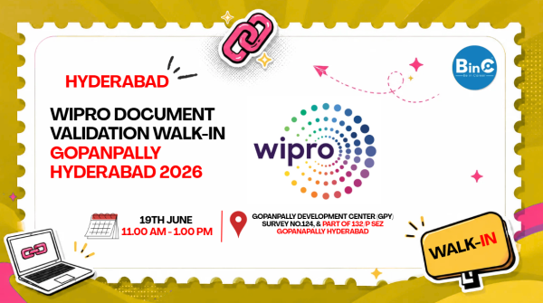 Wipro Document Validation Walk-In Gopanpally Hyderabad 2026