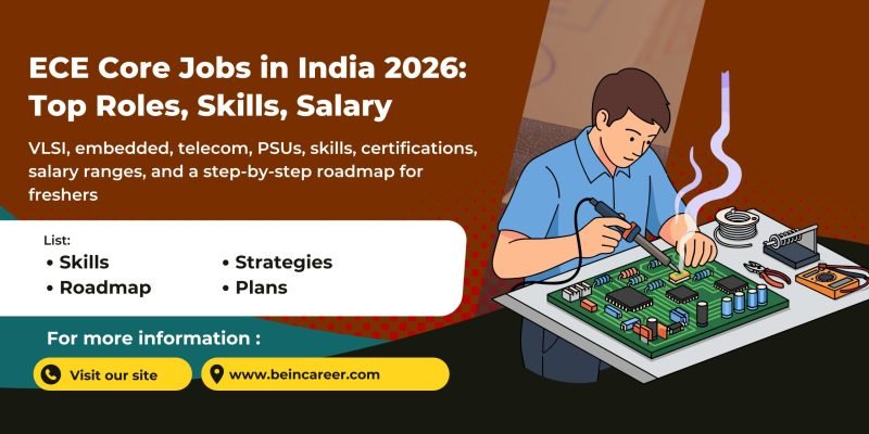 ECE Core Jobs in India 2026: VLSI, embedded, telecom, PSUs, skills, certifications, salary ranges, and a step-by-step roadmap for freshers