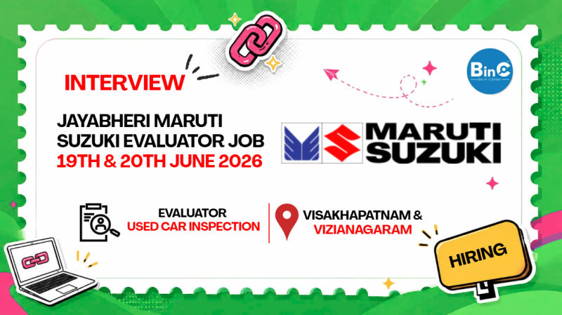 Jayabheri Maruti Suzuki Evaluator Job Vizag Vizianagaram 2026