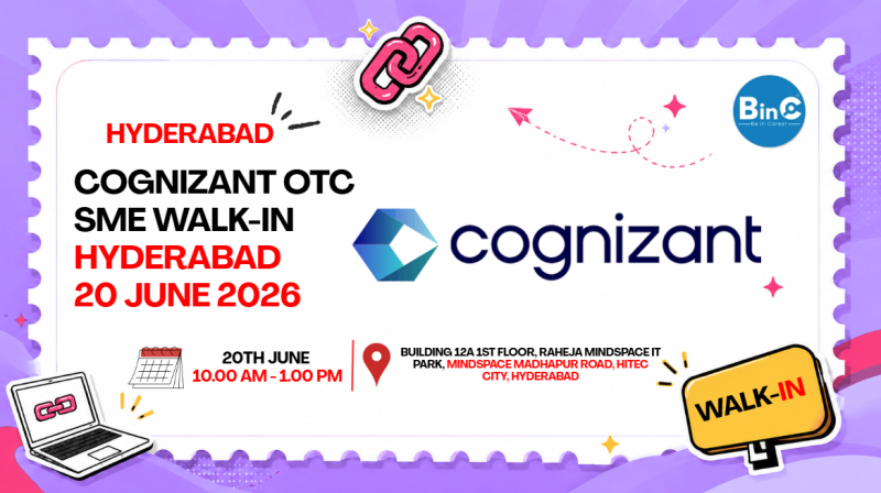 Cognizant OTC SME Walk-In Hyderabad 20 June 2026 | 4-7 Years