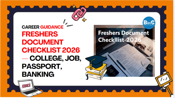 Freshers Document Checklist 2026 — College, Job, Passport, Banking