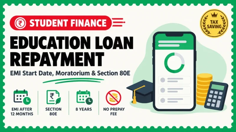 Education Loan Repayment 2026 — When EMI Starts, Moratorium, Section 80E & Prepayment Rules