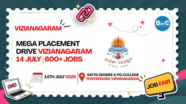 Mega Placement Drive Vizianagaram 14 July | 600+ Jobs