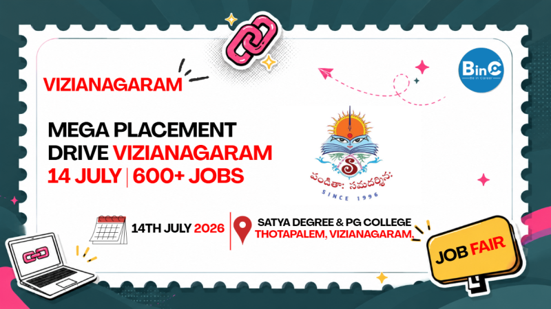 Mega Placement Drive Vizianagaram 14 July | 600+ Jobs