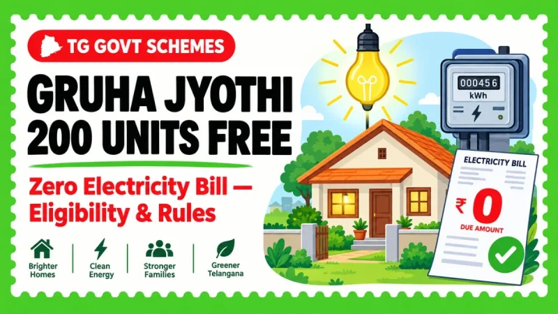 Gruha Jyothi Scheme Telangana 2026 — 200 Units Free Electricity: Eligibility, Zero Bill & 201-Unit Trap