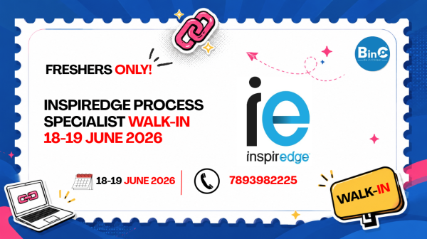 Inspiredge Process Specialist Walk-In 18-19 June 2026 | Freshers
