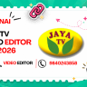 Jaya TV Video Editor Job Chennai 2026 | FCP Premiere DaVinci