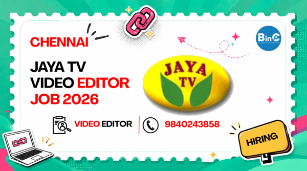 Jaya TV Video Editor Job Chennai 2026 | FCP Premiere DaVinci