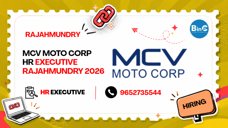 MCV Moto Corp HR Executive Rajahmundry 2026 | MBA HR