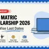 Post Matric Scholarship 2026 banner — state-wise last dates, eligibility and scholarship amount