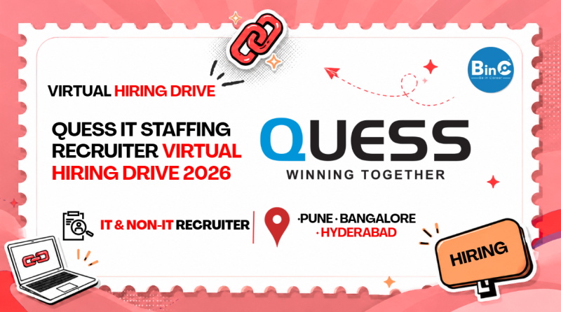 Quess IT Staffing Recruiter Virtual Hiring Drive 2026 | Pune Blr Hyd