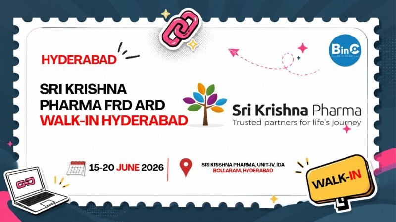 Sri Krishna Pharma FRD ARD Walk-In Hyderabad 15-20 June 2026