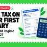 Save tax on first salary banner with payslip, calculator and piggy bank